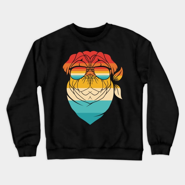 Dog Retro Pug Badass Crewneck Sweatshirt by Dojaja